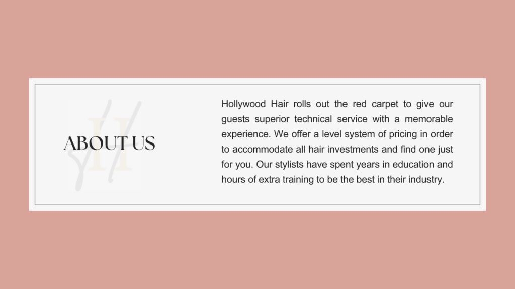 About Us" page for Hollywood Hair, describing their superior service, hair investment options, and the expertise of their well-trained stylists. - Hollywood Hair Salon and Spa in Centralia, IL